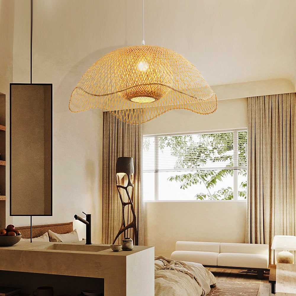 Duurzame Handgemaakte Bamboe Hanglamp - Natuurlijke Verlichting voor Woonkamer & Eetkamer