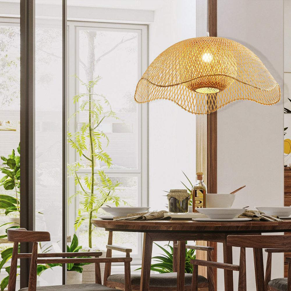 Duurzame Handgemaakte Bamboe Hanglamp - Natuurlijke Verlichting voor Woonkamer & Eetkamer
