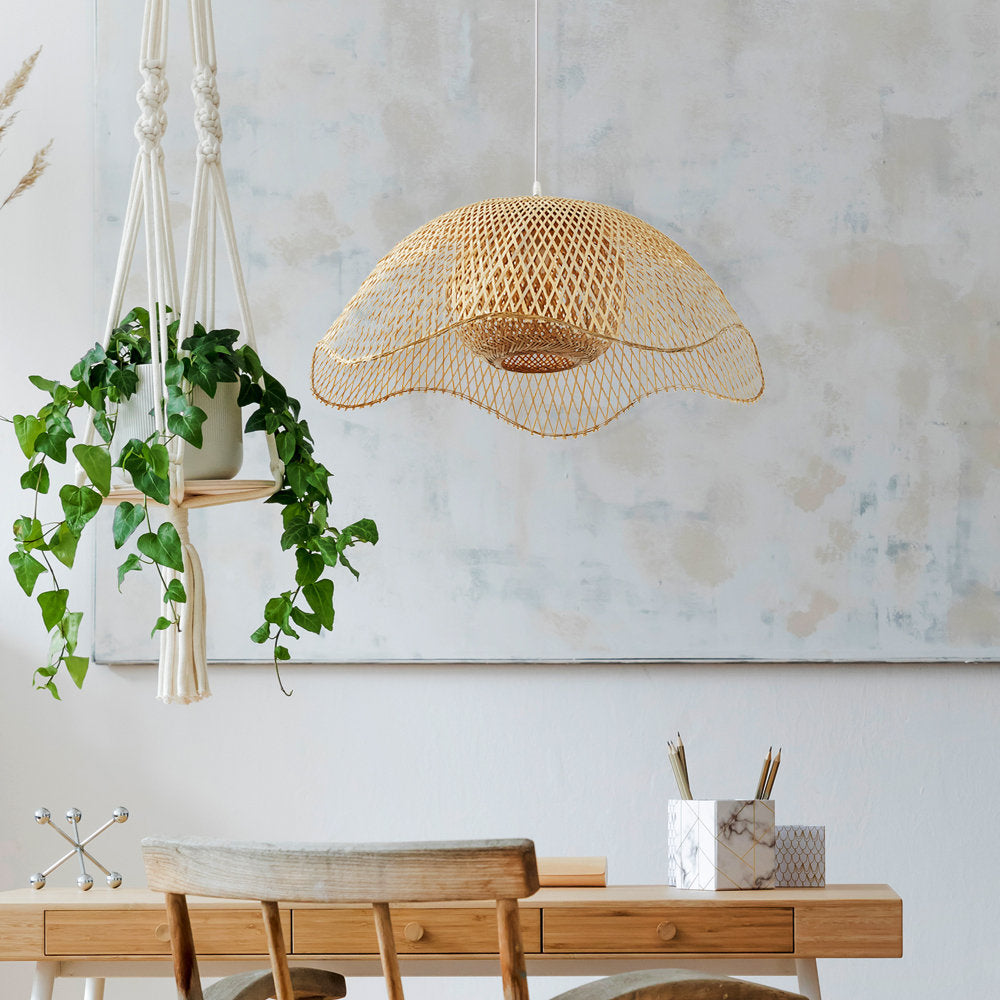 Duurzame Handgemaakte Bamboe Hanglamp - Natuurlijke Verlichting voor Woonkamer & Eetkamer