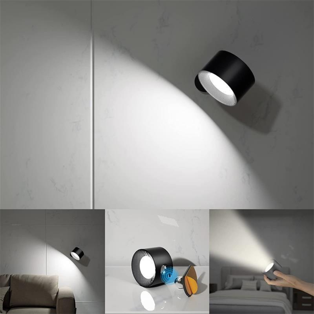 Draadloze 360° Oplaadbare LED Muurlamp – Verlichting voor Binnen en Buiten | Flexibele en Waterdichte Wandlamp