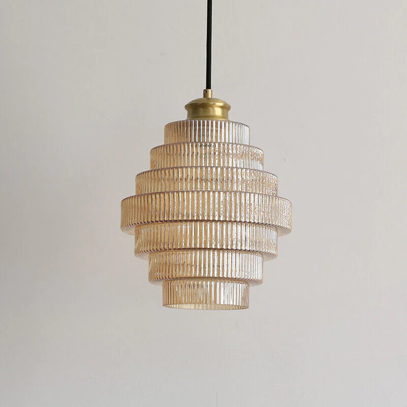 Vintage Flesvormige Messing Glazen Hanglamp – Elegant Design voor Eetkamer, Woonkamer, en Keuken