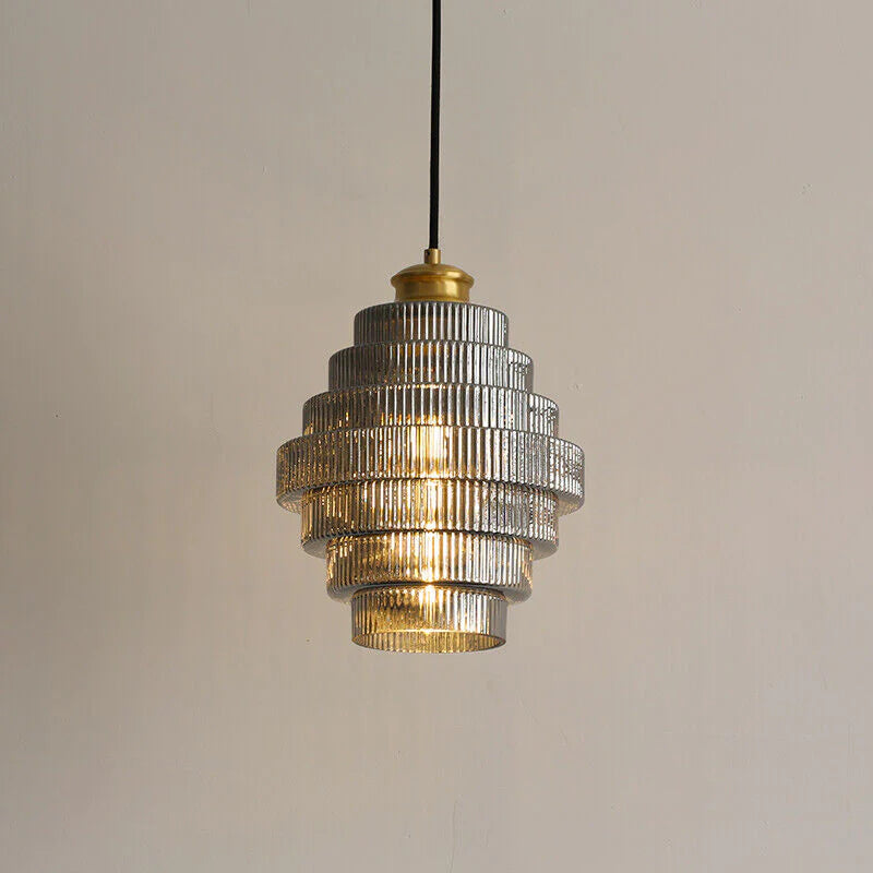 Vintage Flesvormige Messing Glazen Hanglamp – Elegant Design voor Eetkamer, Woonkamer, en Keuken