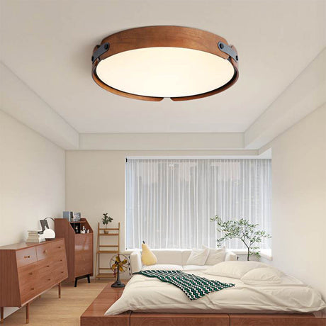 Mid-Century Houten Koepel Plafondlamp