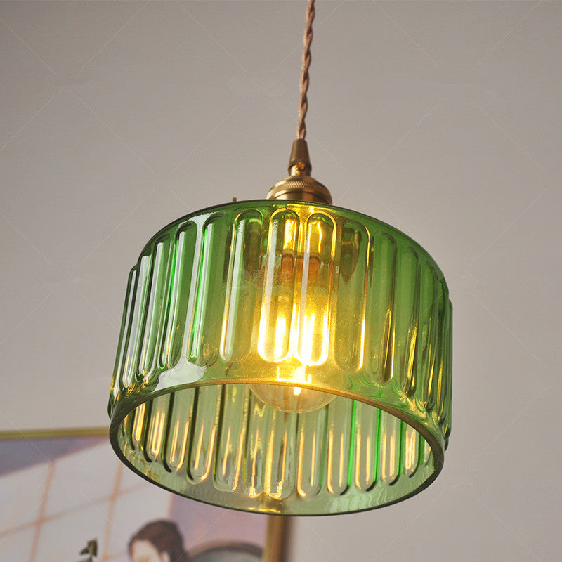 Retro Korte Cilinder Golvend Glazen Hanglamp