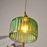 Retro Korte Cilinder Golvend Glazen Hanglamp