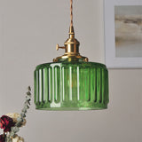 Retro Korte Cilinder Golvend Glazen Hanglamp