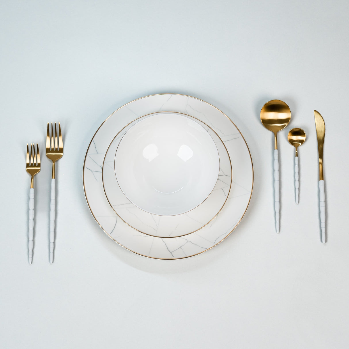 Elegante Marmeren Bordenset - 12 Delige Fijn Beenderporselein Diner Set voor Luxe Eetervaring