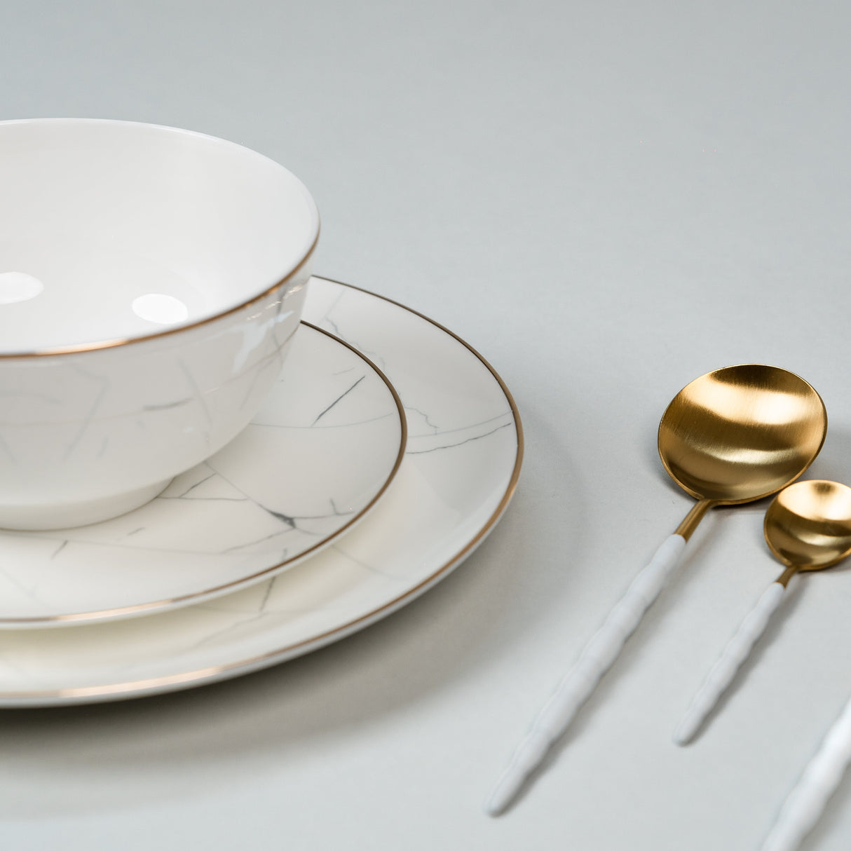 Elegante Marmeren Bordenset - 12 Delige Fijn Beenderporselein Diner Set voor Luxe Eetervaring