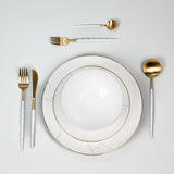 Elegante Marmeren Bordenset - 12 Delige Fijn Beenderporselein Diner Set voor Luxe Eetervaring
