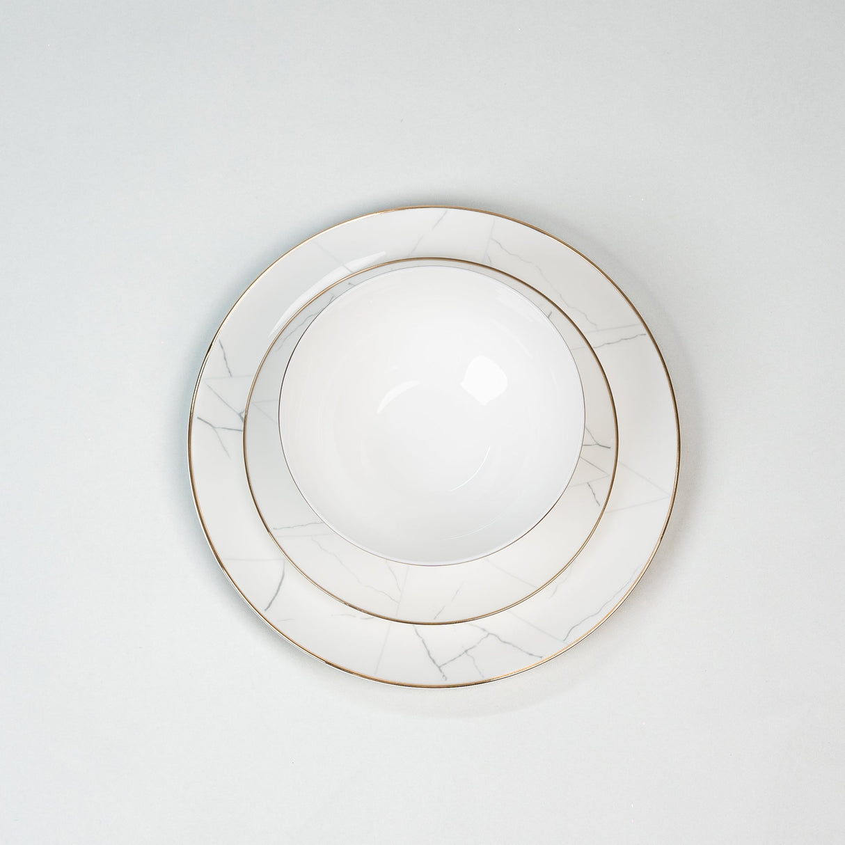 Elegante Marmeren Bordenset - 12 Delige Fijn Beenderporselein Diner Set voor Luxe Eetervaring