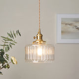 Retro Korte Cilinder Golvend Glazen Hanglamp