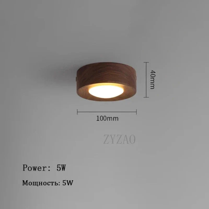 WoodAura - Moderne Walnoot Plafondlamp met LED Spot | Stijlvolle Verlichting voor Woonkamer en Slaapkamer
