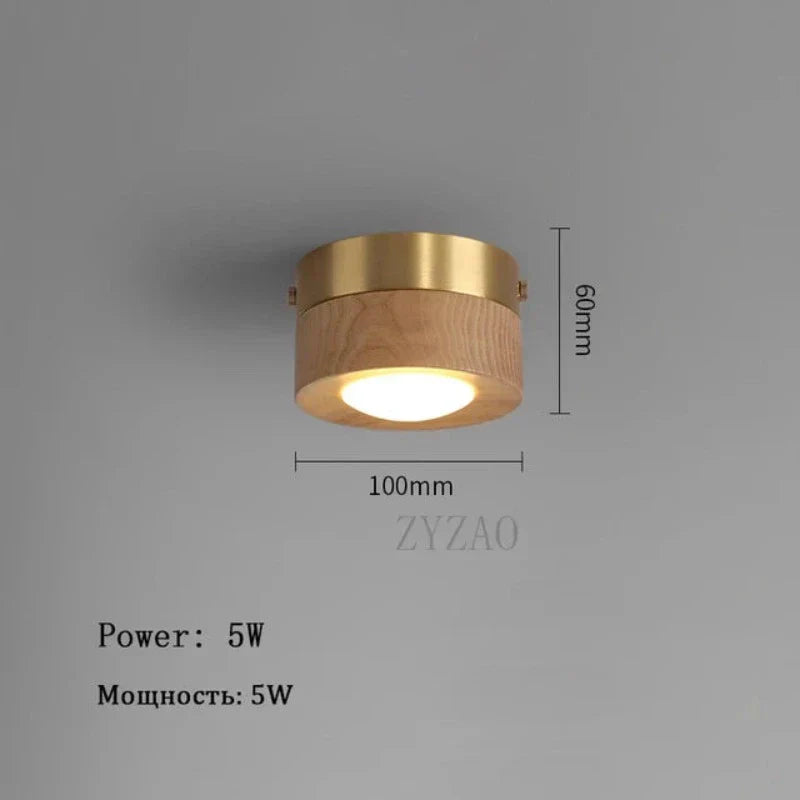 WoodAura - Moderne Walnoot Plafondlamp met LED Spot | Stijlvolle Verlichting voor Woonkamer en Slaapkamer