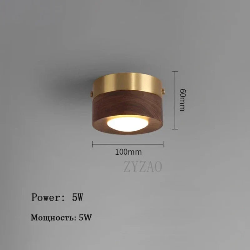 WoodAura - Moderne Walnoot Plafondlamp met LED Spot | Stijlvolle Verlichting voor Woonkamer en Slaapkamer