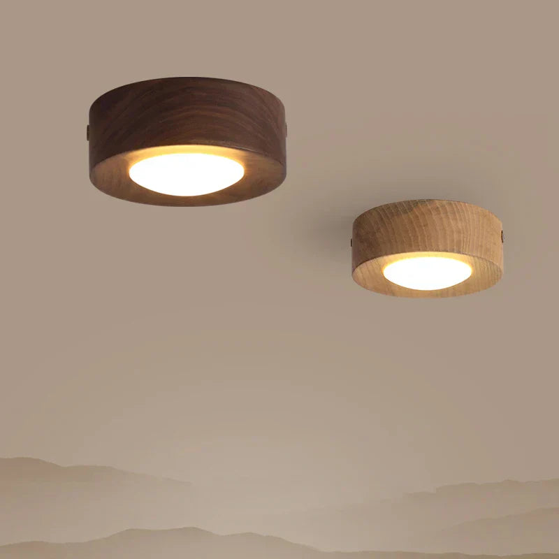 WoodAura - Moderne Walnoot Plafondlamp met LED Spot | Stijlvolle Verlichting voor Woonkamer en Slaapkamer