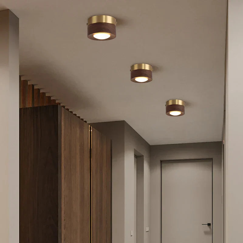 WoodAura - Moderne Walnoot Plafondlamp met LED Spot | Stijlvolle Verlichting voor Woonkamer en Slaapkamer