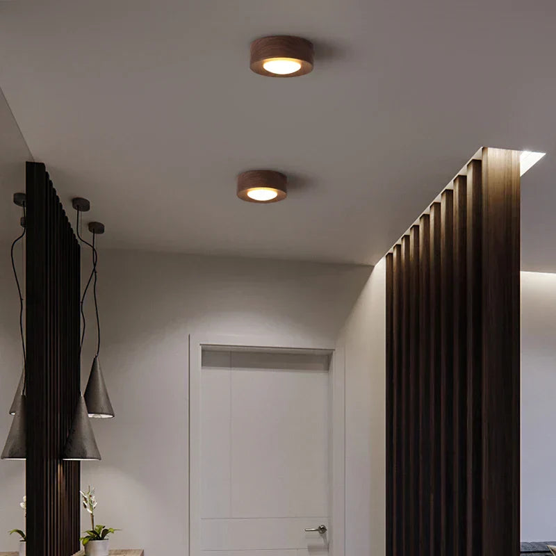 WoodAura - Moderne Walnoot Plafondlamp met LED Spot | Stijlvolle Verlichting voor Woonkamer en Slaapkamer