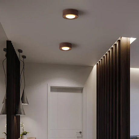 WoodAura - Moderne Walnoot Plafondlamp met LED Spot | Stijlvolle Verlichting voor Woonkamer en Slaapkamer