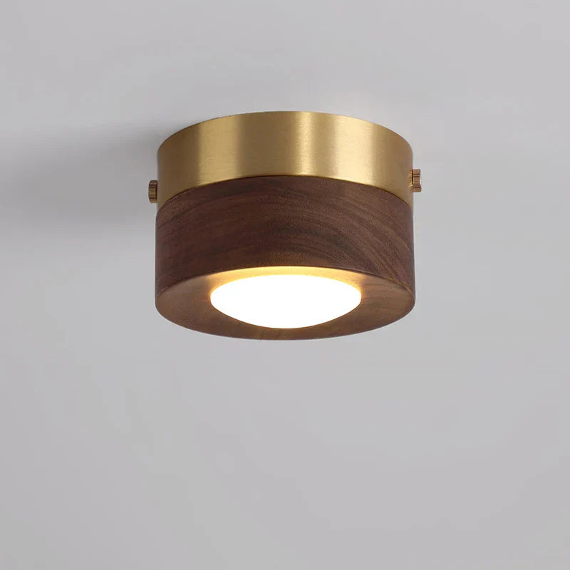 WoodAura - Moderne Walnoot Plafondlamp met LED Spot | Stijlvolle Verlichting voor Woonkamer en Slaapkamer