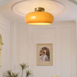 Retro Amber Ronde Glazen Plafondlamp
