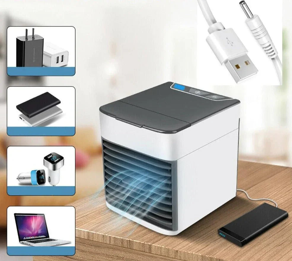 Draagbare Mini-Airconditioner 3-in-1 | Koelen, Bevochtigen & Luchtzuiveren | Ideaal Voor Thuis en Kantoor