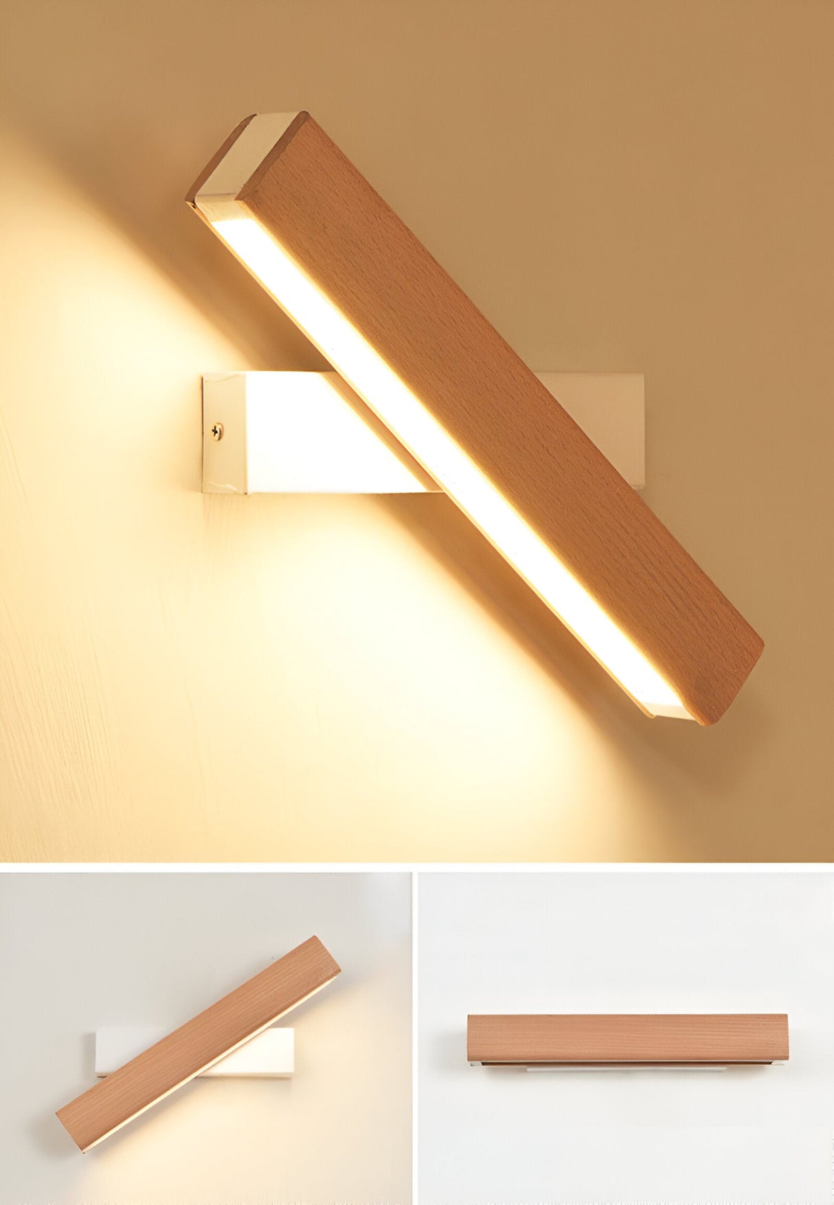 TwistLED 360° Draaibare Wandlamp - Modern Hout en IJzer LED Verlichting voor Woonkamer, Slaapkamer of Gang