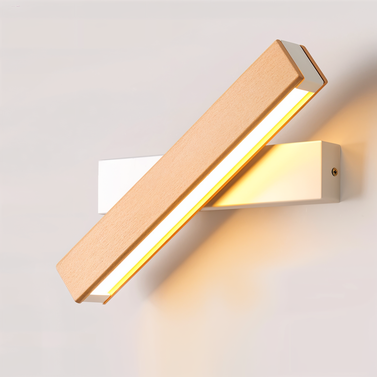 TwistLED 360° Draaibare Wandlamp - Modern Hout en IJzer LED Verlichting voor Woonkamer, Slaapkamer of Gang