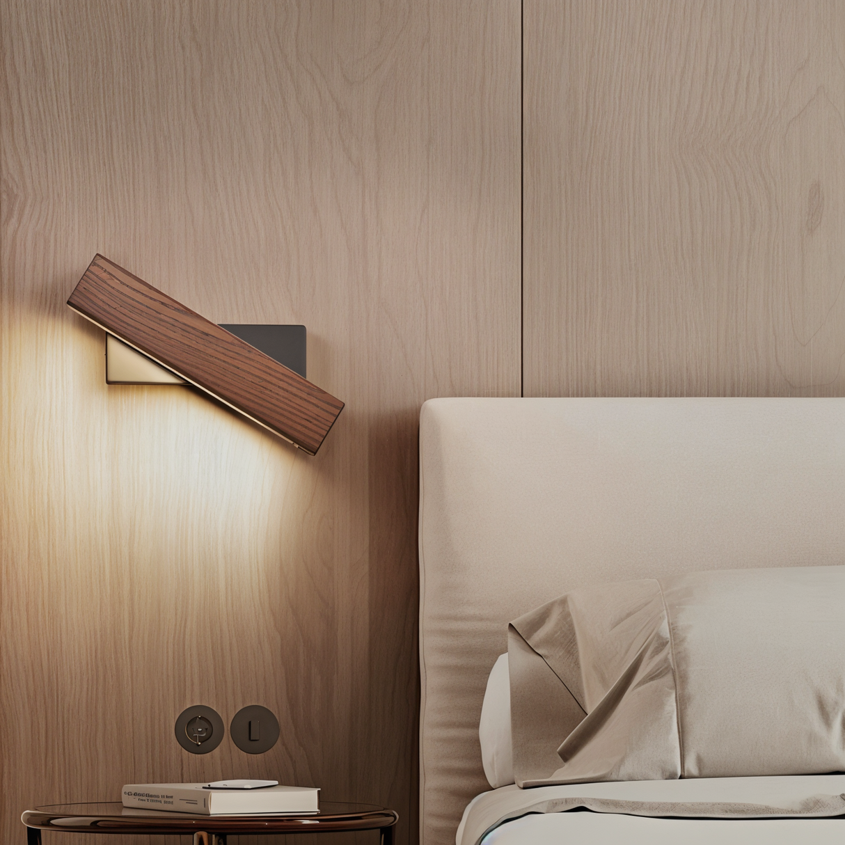 TwistLED 360° Draaibare Wandlamp - Modern Hout en IJzer LED Verlichting voor Woonkamer, Slaapkamer of Gang