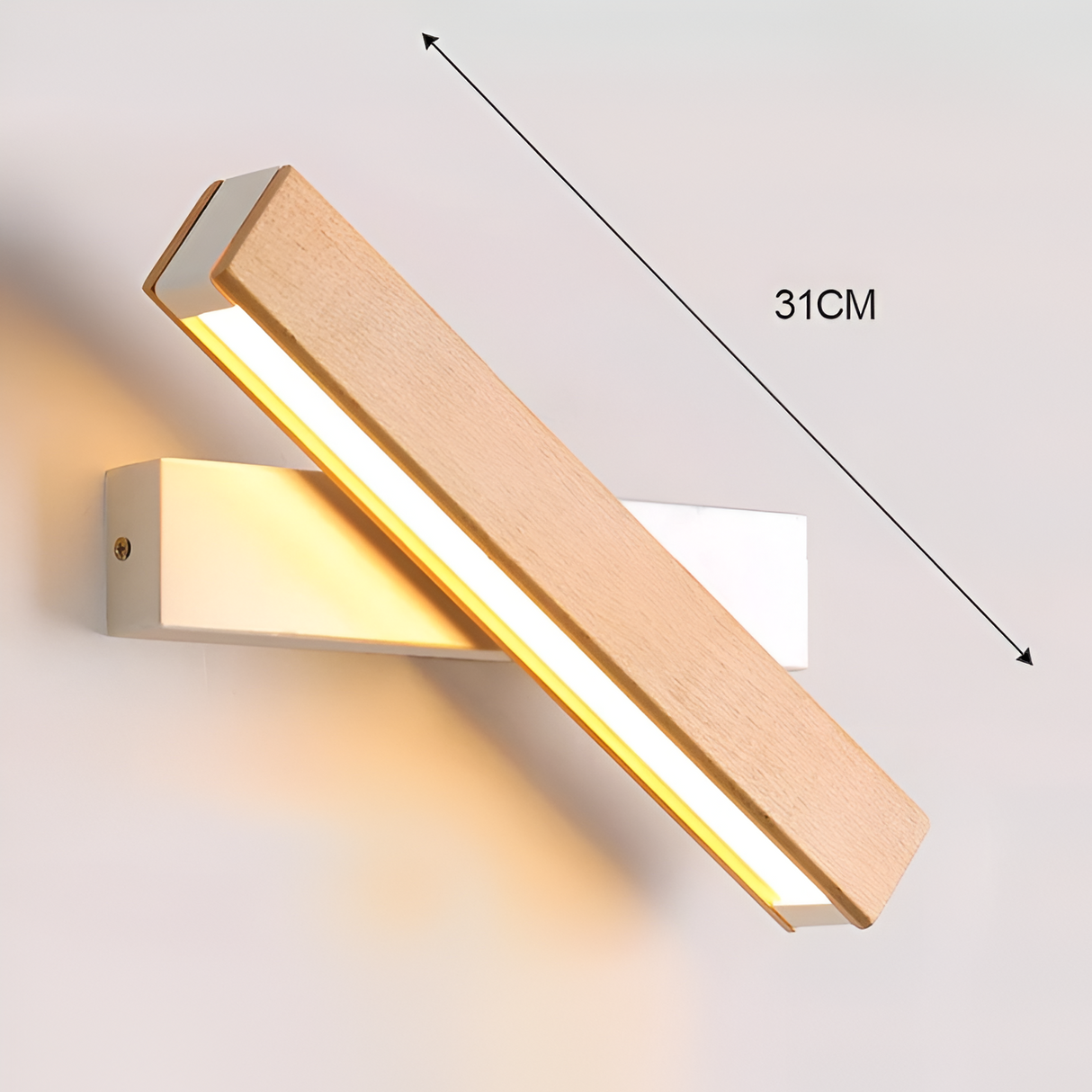TwistLED 360° Draaibare Wandlamp - Modern Hout en IJzer LED Verlichting voor Woonkamer, Slaapkamer of Gang