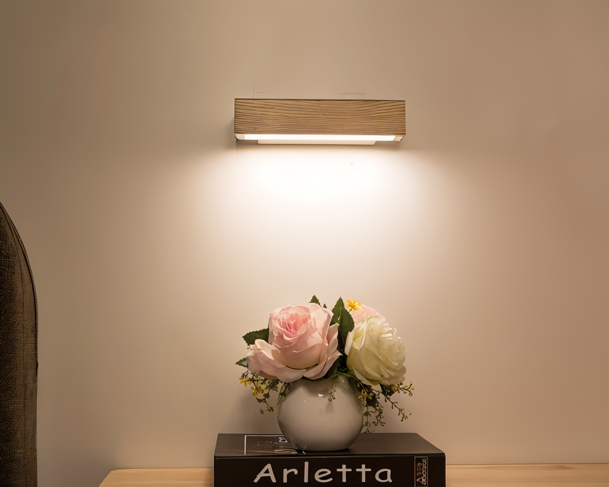 TwistLED 360° Draaibare Wandlamp - Modern Hout en IJzer LED Verlichting voor Woonkamer, Slaapkamer of Gang