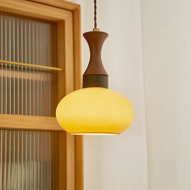Retro Houten Bruine Koepel Keuken Eiland Hanglamp