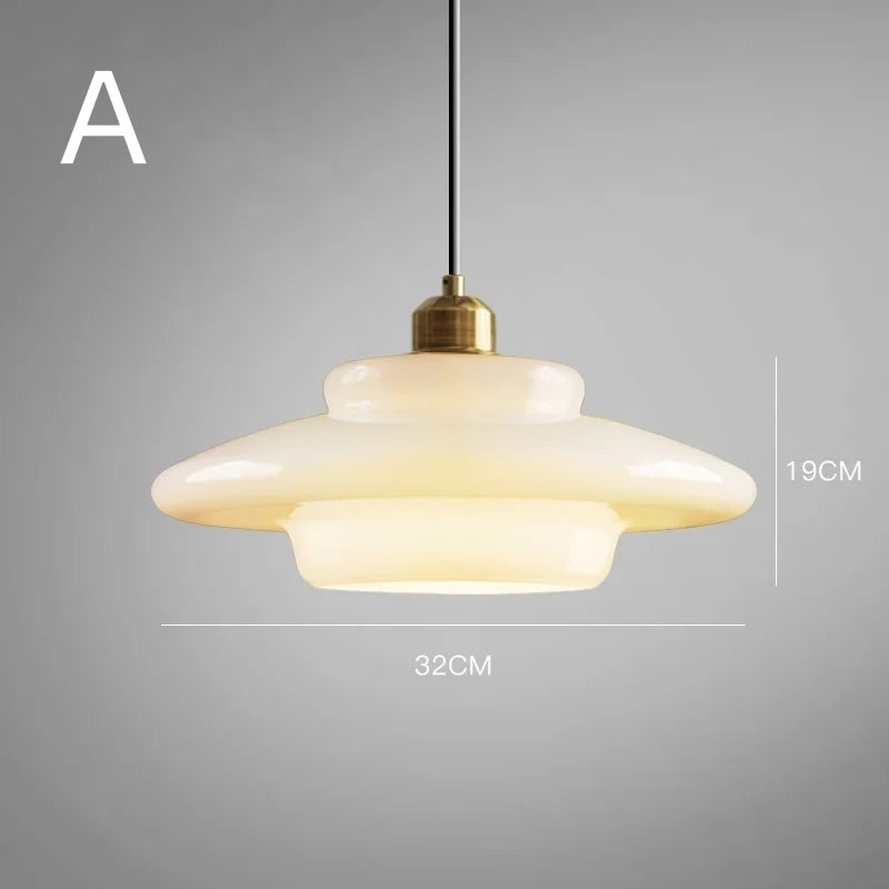 Mid Century Art Melkwit Glazen Hanglamp