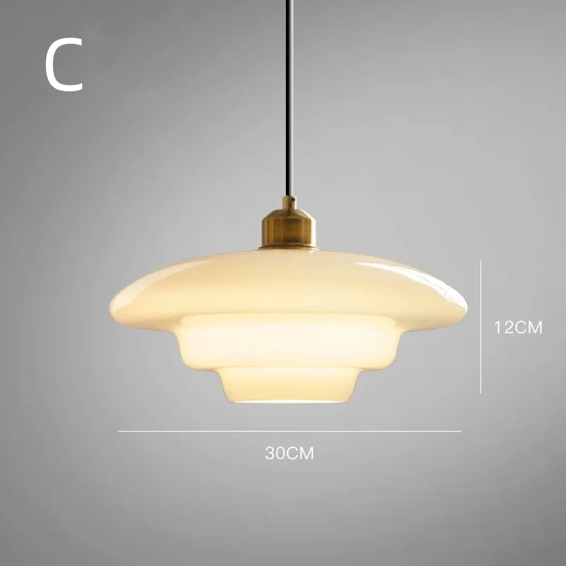 Mid Century Art Melkwit Glazen Hanglamp