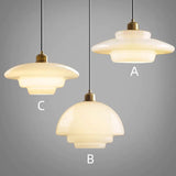 Mid Century Art Melkwit Glazen Hanglamp