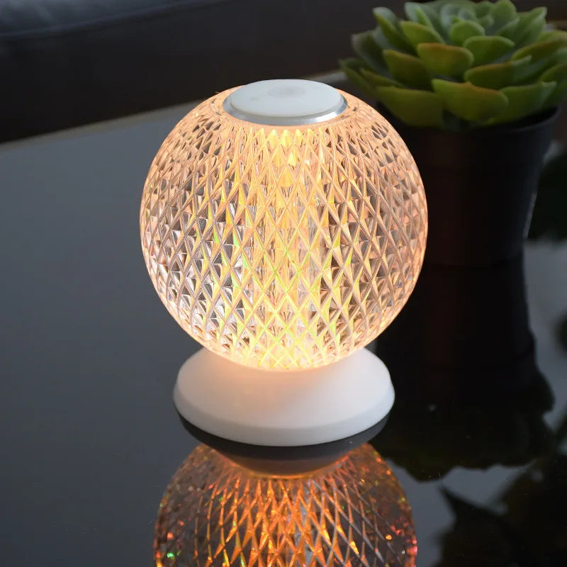 FlexiLuxe - Draadloze Kristallen Tafellamp met LED Verlichting, Luxe Decoratieve Lamp voor Woonkamer en Slaapkamer