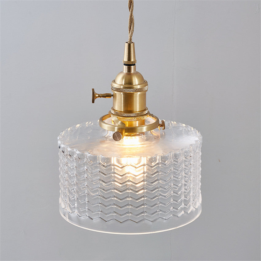 Retro Korte Cilinder Golvend Glazen Hanglamp