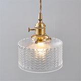 Retro Korte Cilinder Golvend Glazen Hanglamp