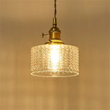Retro Korte Cilinder Golvend Glazen Hanglamp