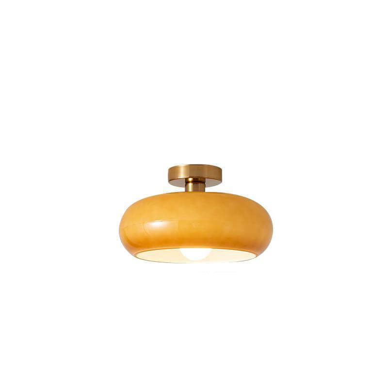 Retro Amber Ronde Glazen Plafondlamp