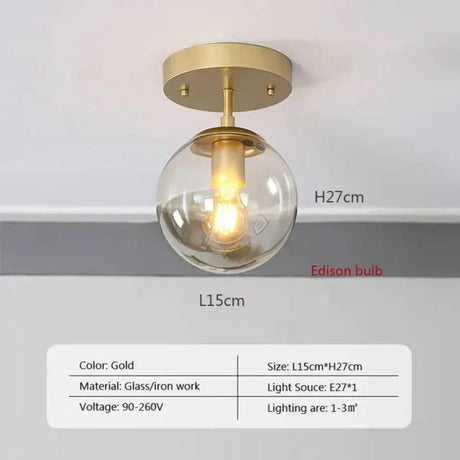 LuminousSphere - Moderne Glazen Bol Plafondlamp | Minimalistisch Design voor Woonkamer, Hal, en Gang
