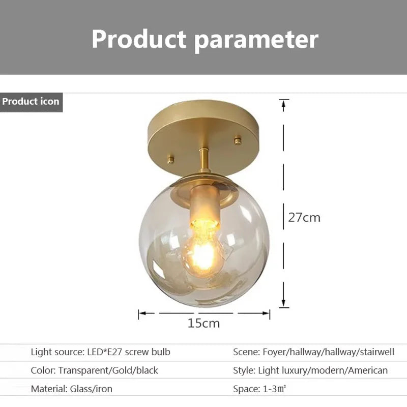 LuminousSphere - Moderne Glazen Bol Plafondlamp | Minimalistisch Design voor Woonkamer, Hal, en Gang