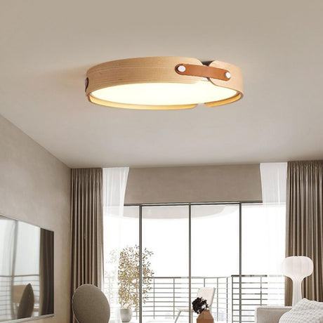 Mid-Century Houten Koepel Plafondlamp