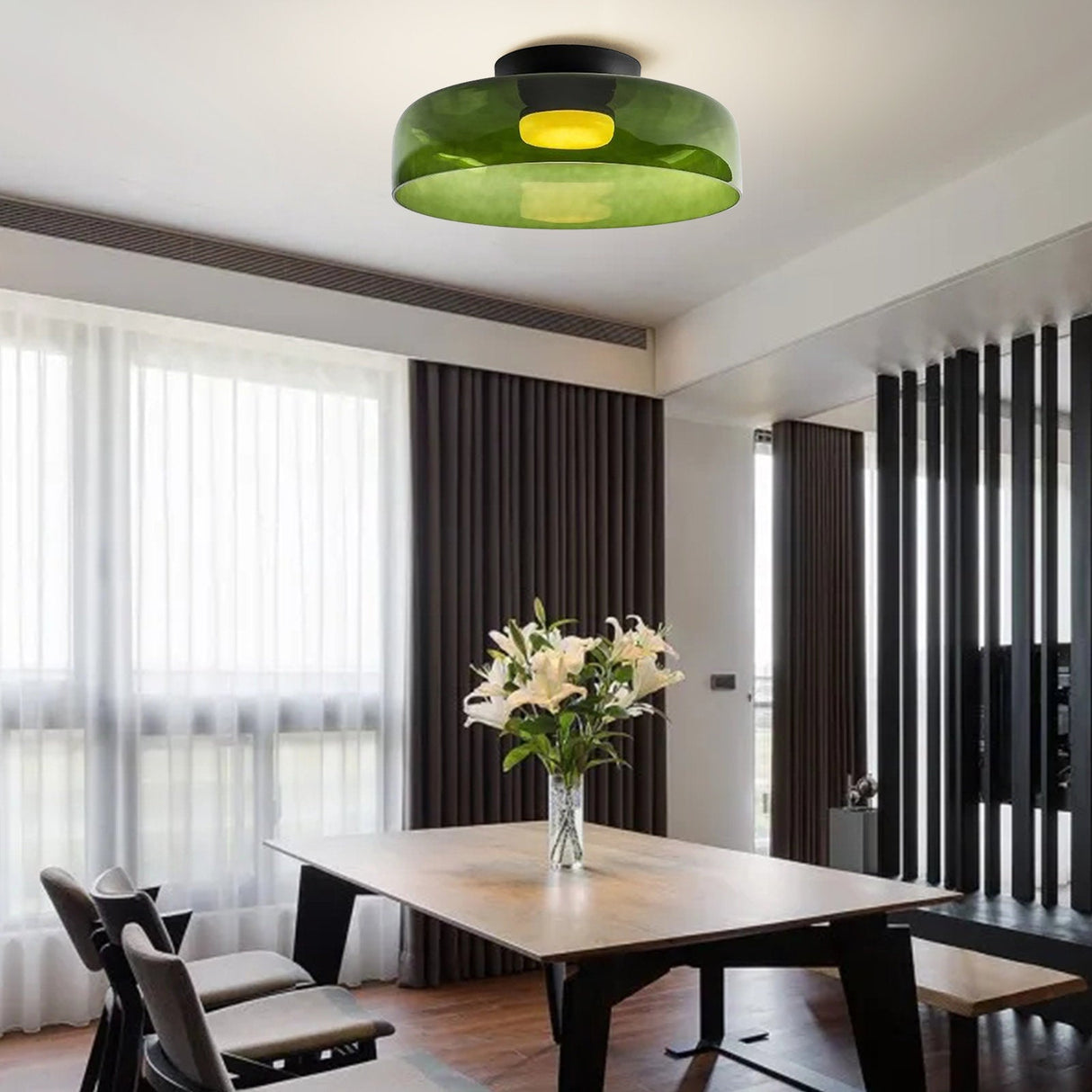 Middeleeuwse Flush Mount Glazen Plafondlamp