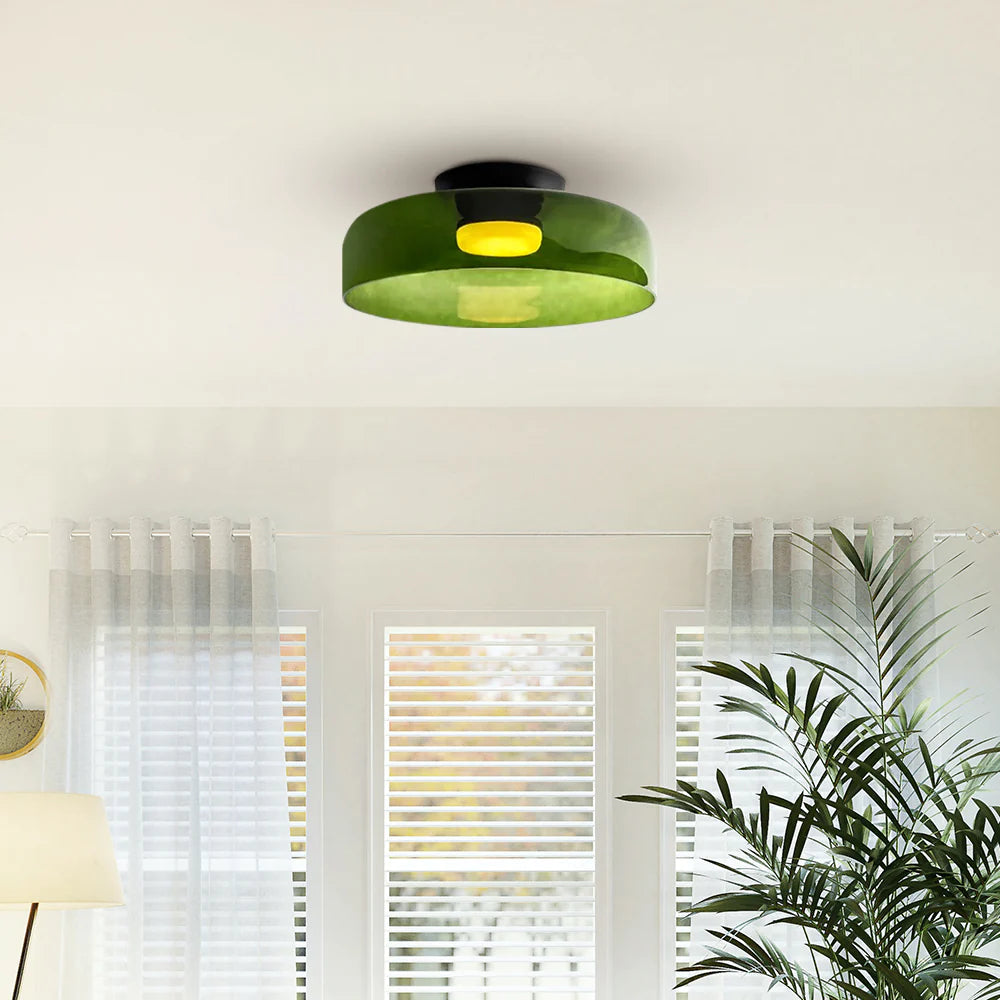 Middeleeuwse Flush Mount Glazen Plafondlamp