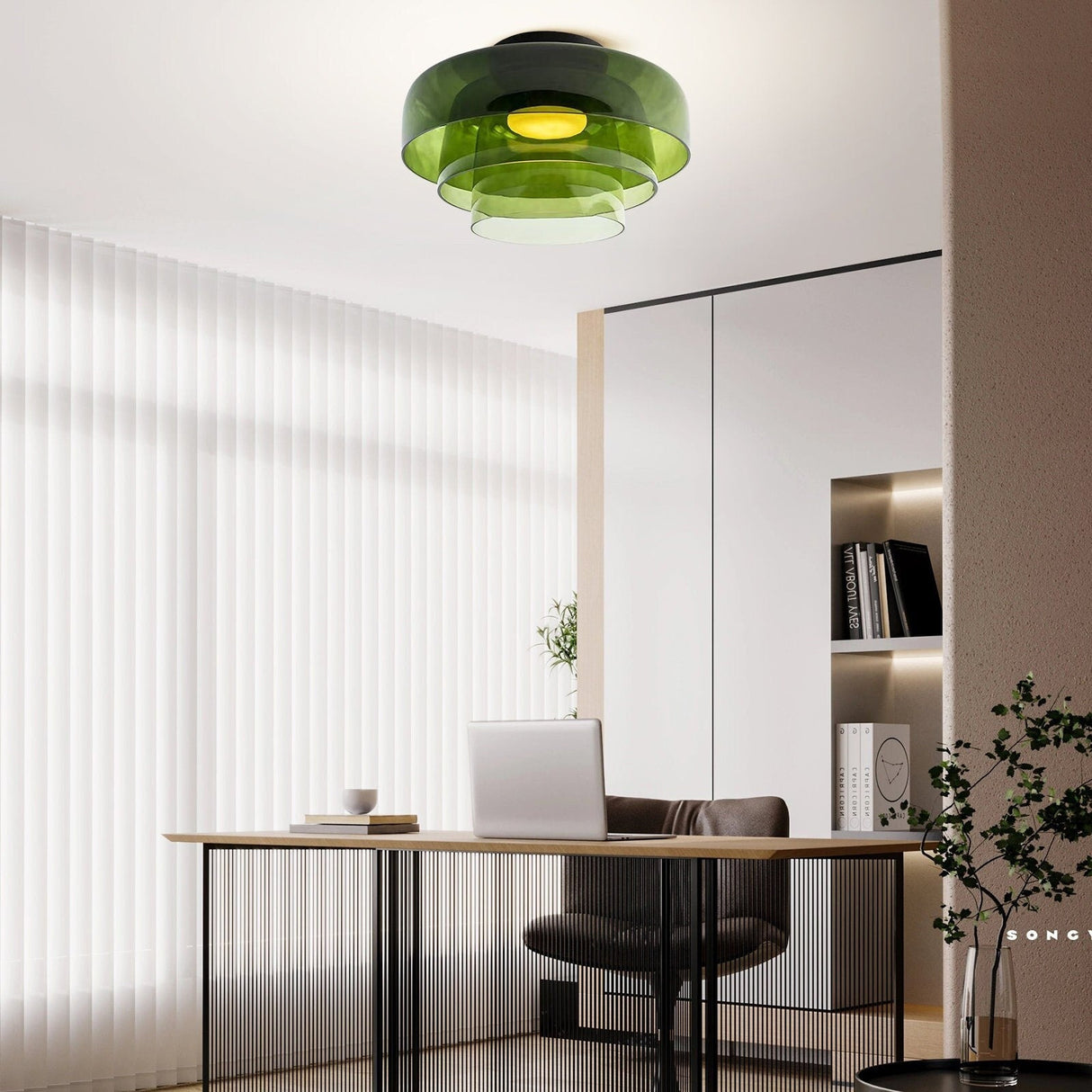 Middeleeuwse Flush Mount Glazen Plafondlamp