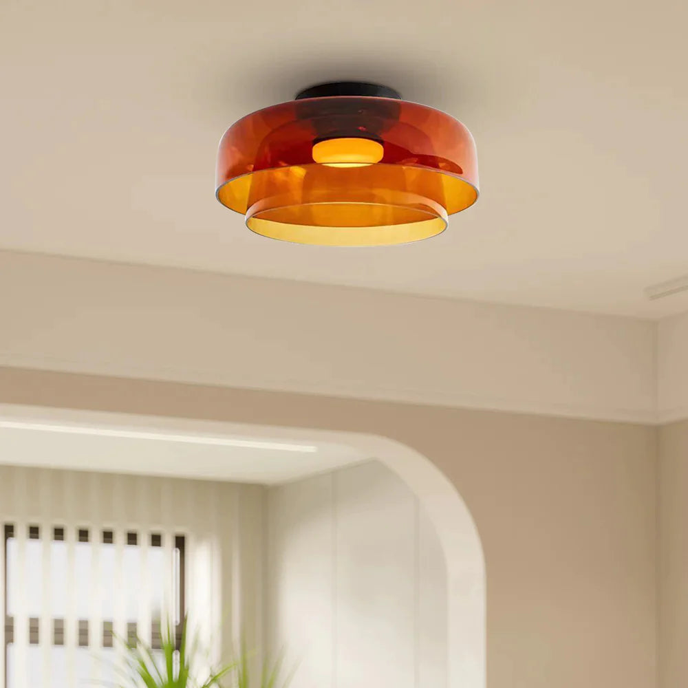 Middeleeuwse Flush Mount Glazen Plafondlamp