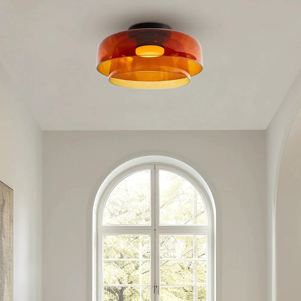 Middeleeuwse Flush Mount Glazen Plafondlamp