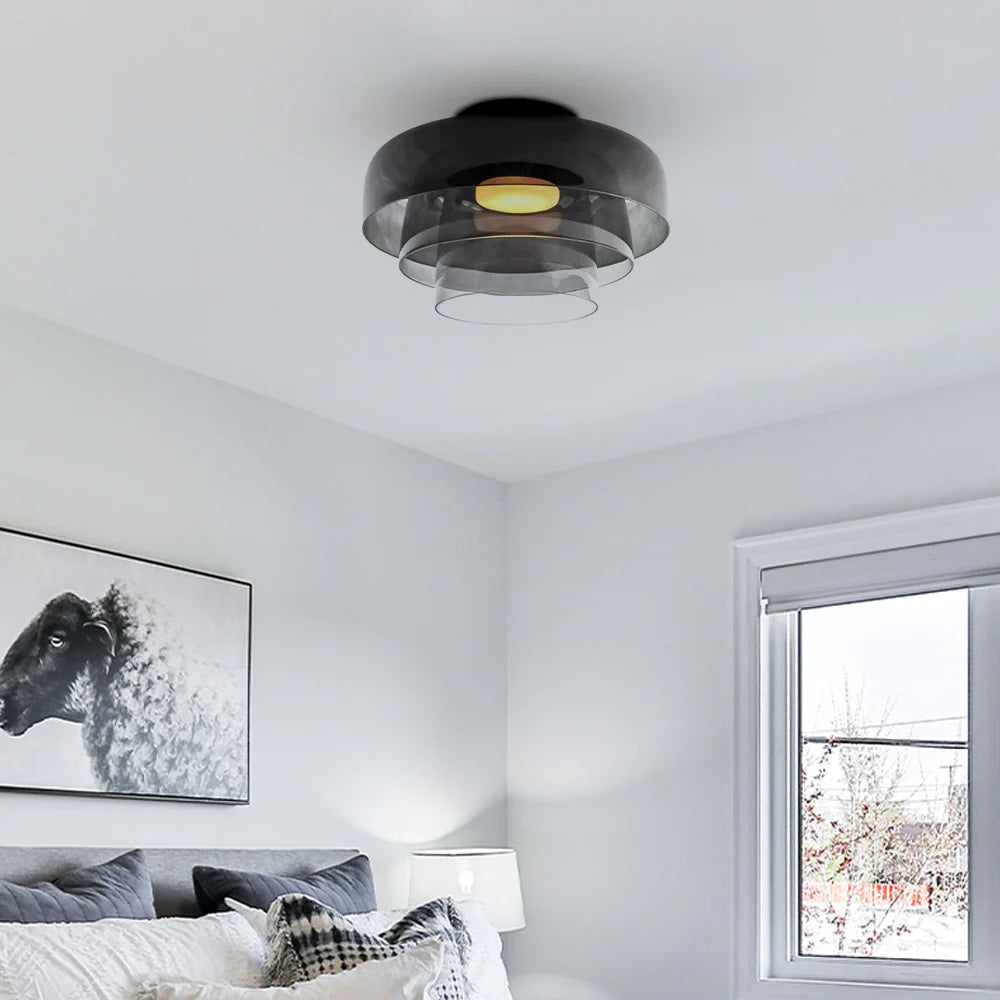 Middeleeuwse Flush Mount Glazen Plafondlamp