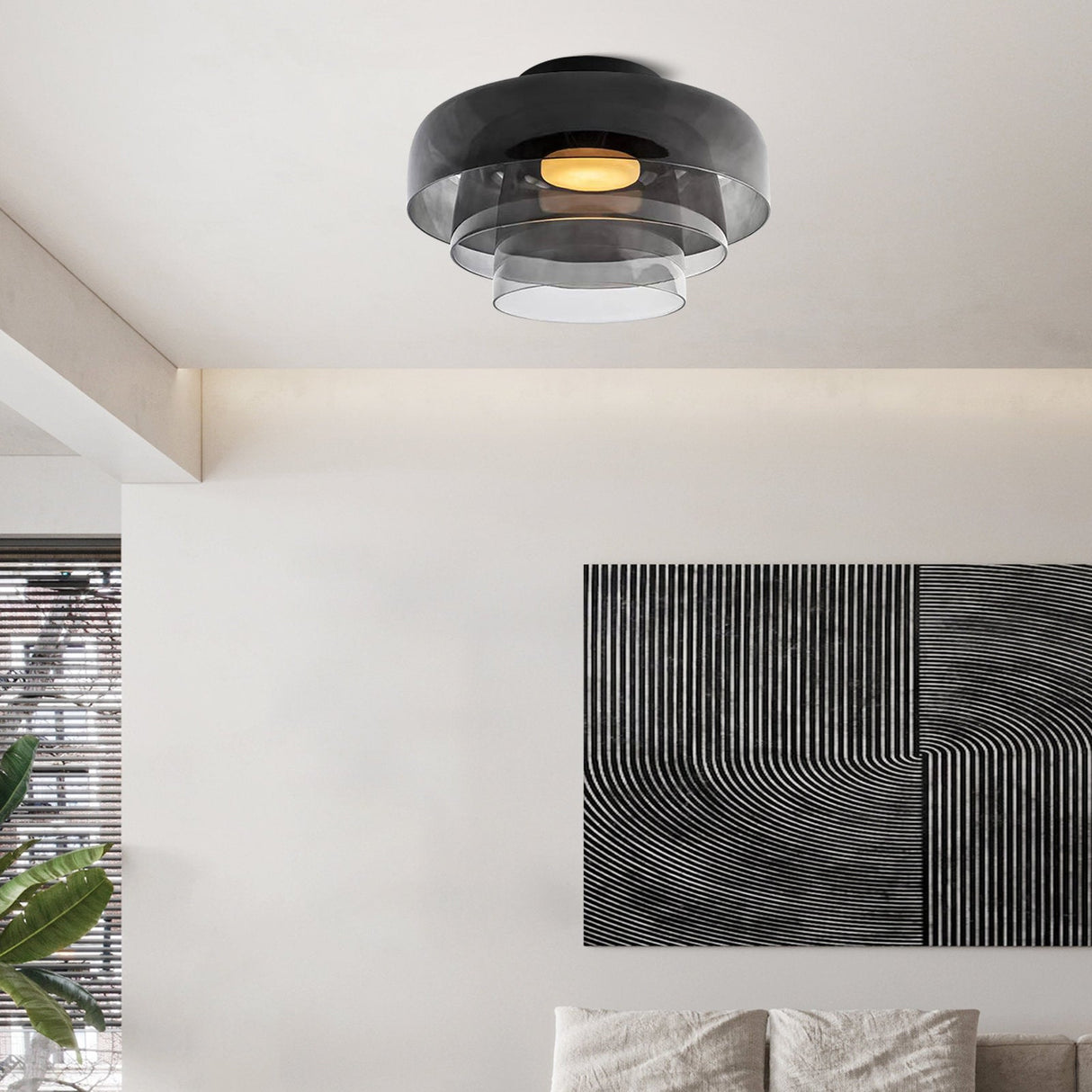 Middeleeuwse Flush Mount Glazen Plafondlamp