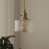 Retro Korte Cilinder Golvend Glazen Hanglamp